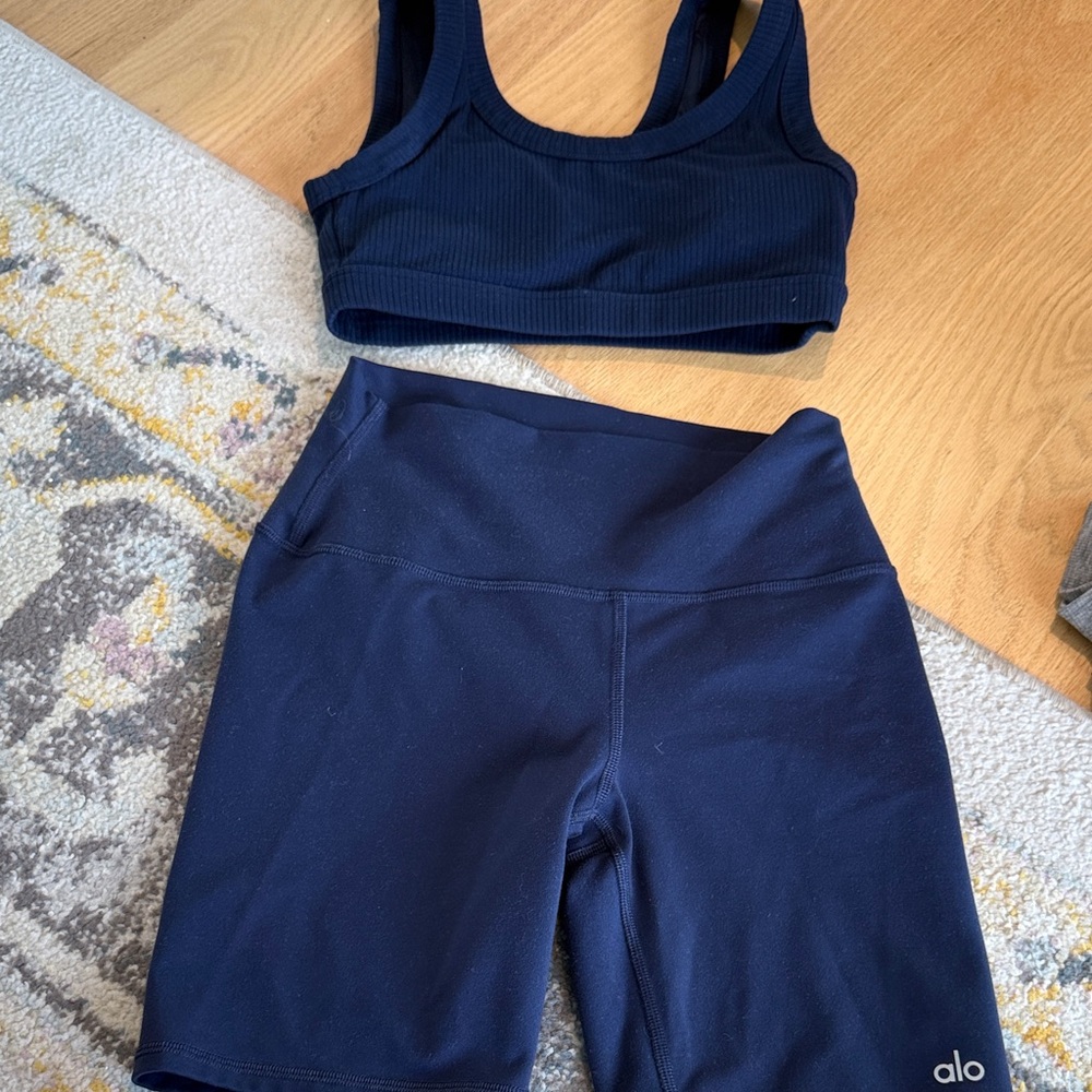ALO Yoga Women's bra and Bike Shorts